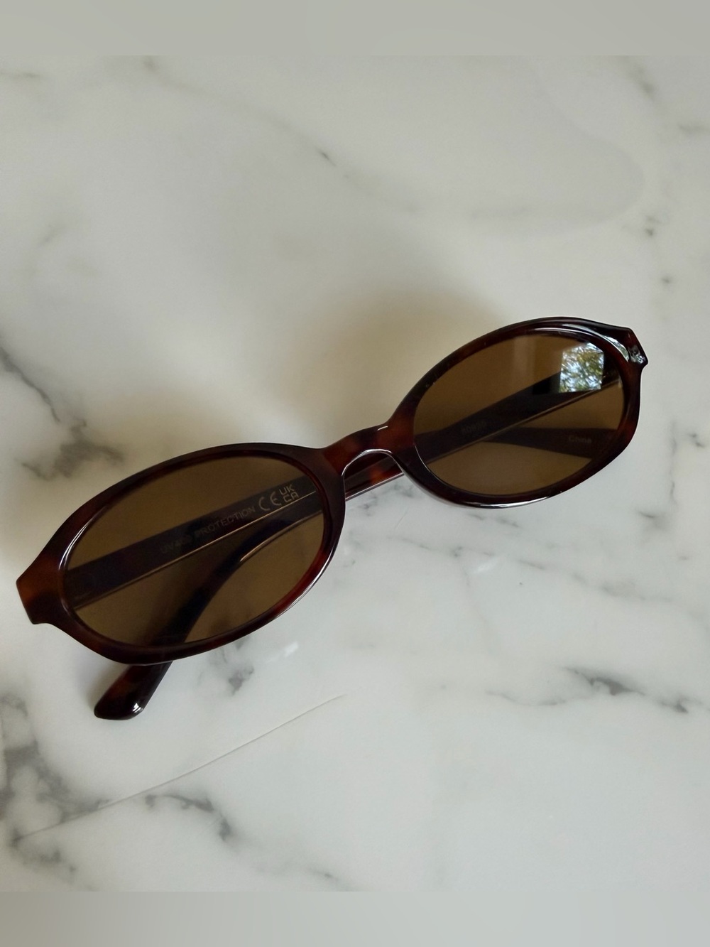 Brand New Dark Brown Oval Sunglasses - Brown Lenses